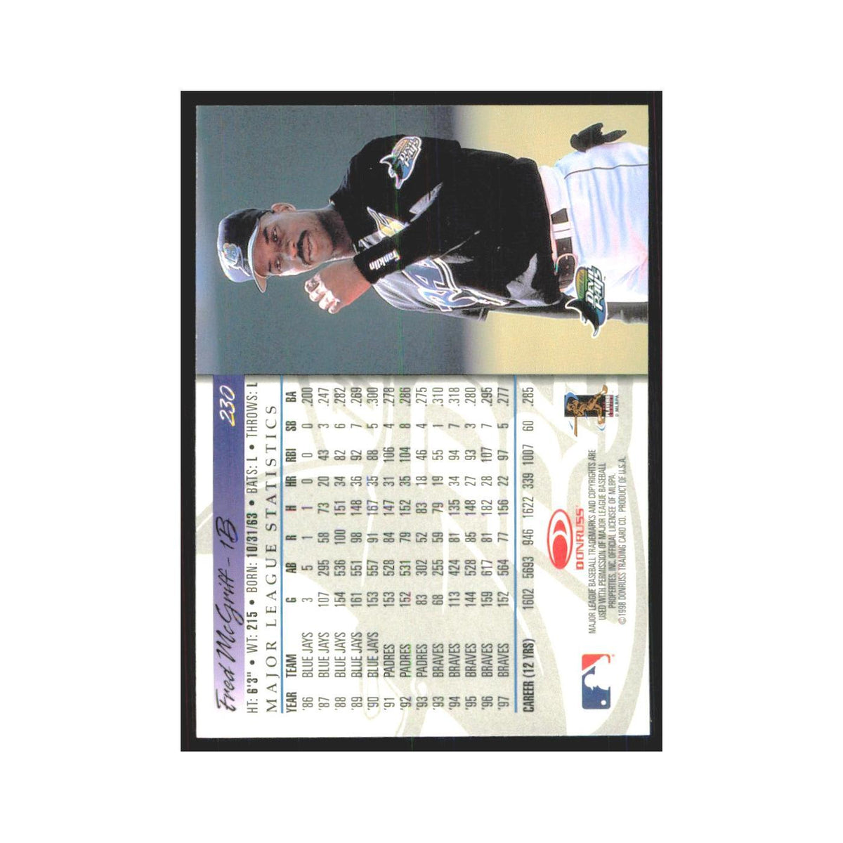 1998 Donruss Fred McGriff Rays #230