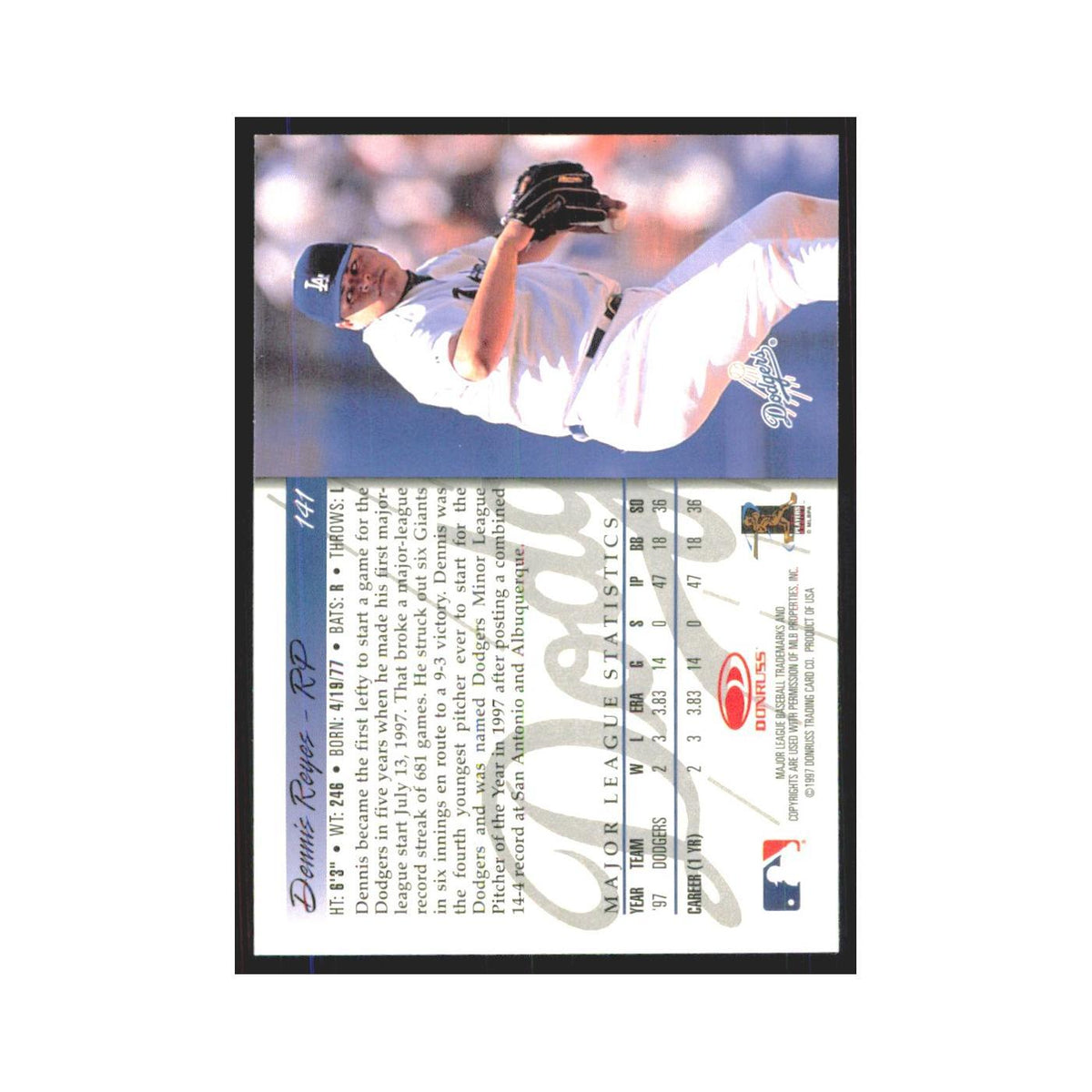 1998 Donruss Dennis Reyes RC Dodgers #141