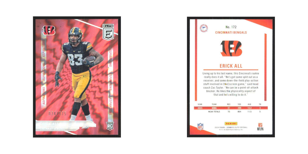 2024 Donruss Elite Erick All 034/875 Bengals #172