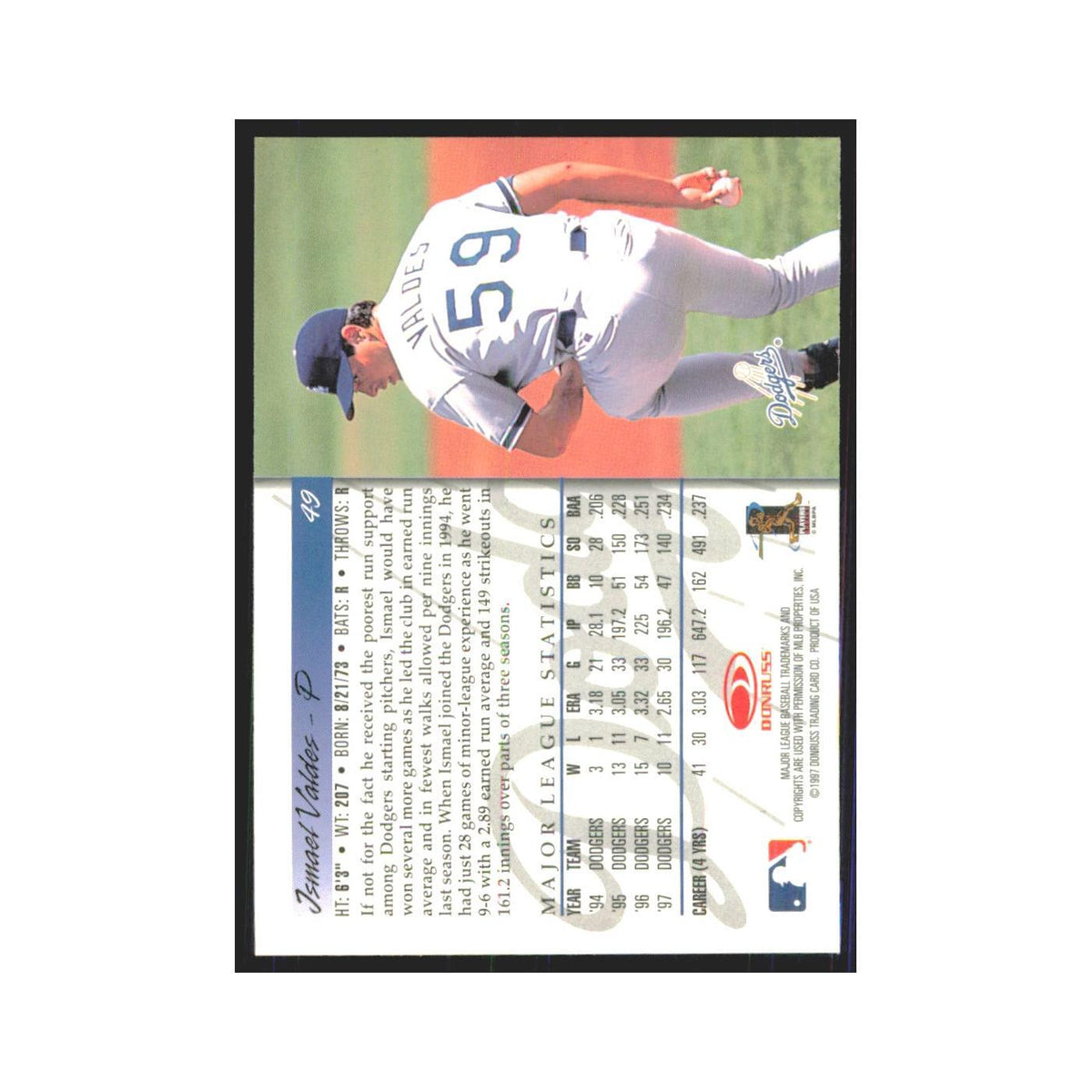 1998 Donruss Ismael Valdes Dodgers #49