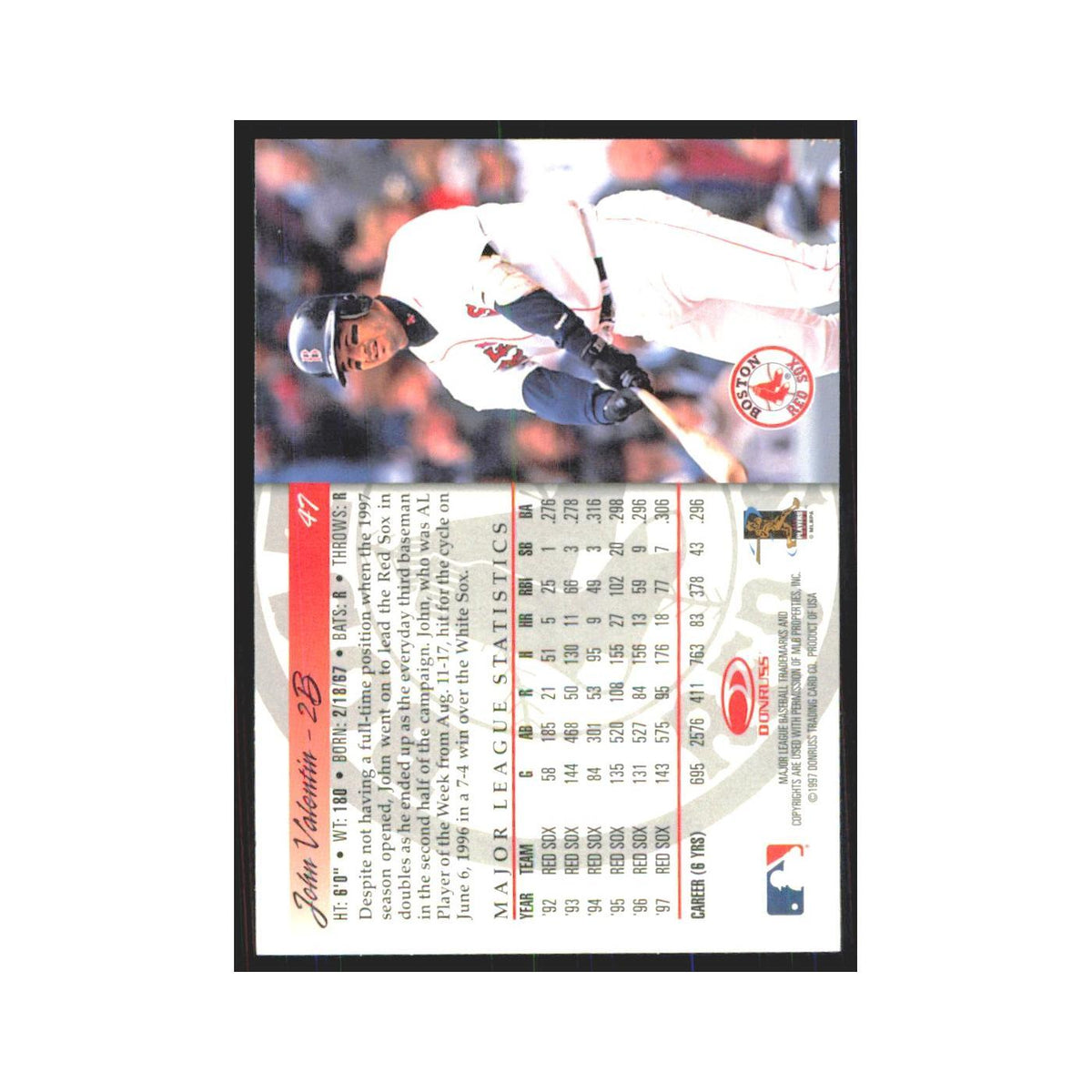 1998 Donruss John Valentin Red Sox #47
