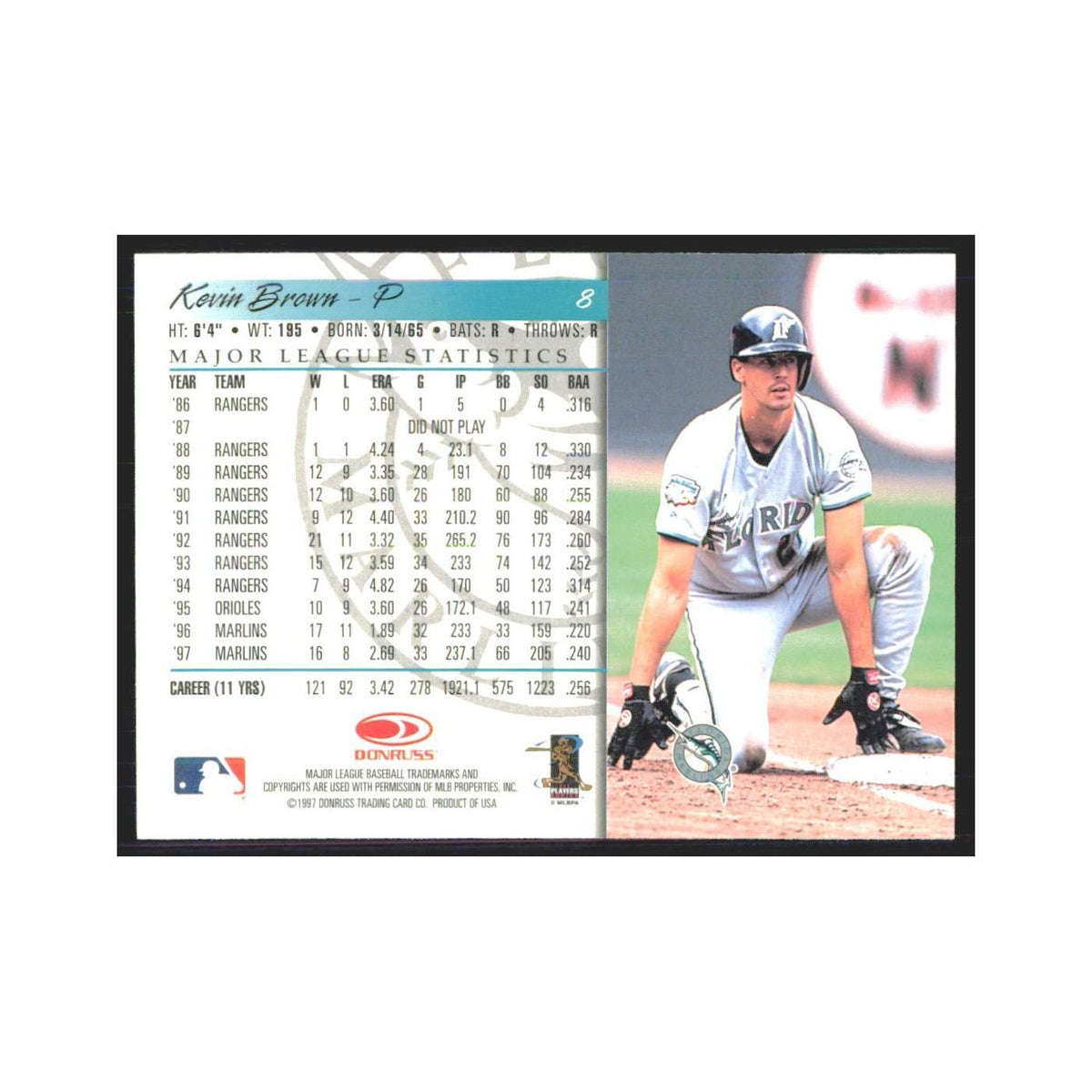 1998 Donruss Kevin Brown Florida Marlins #8