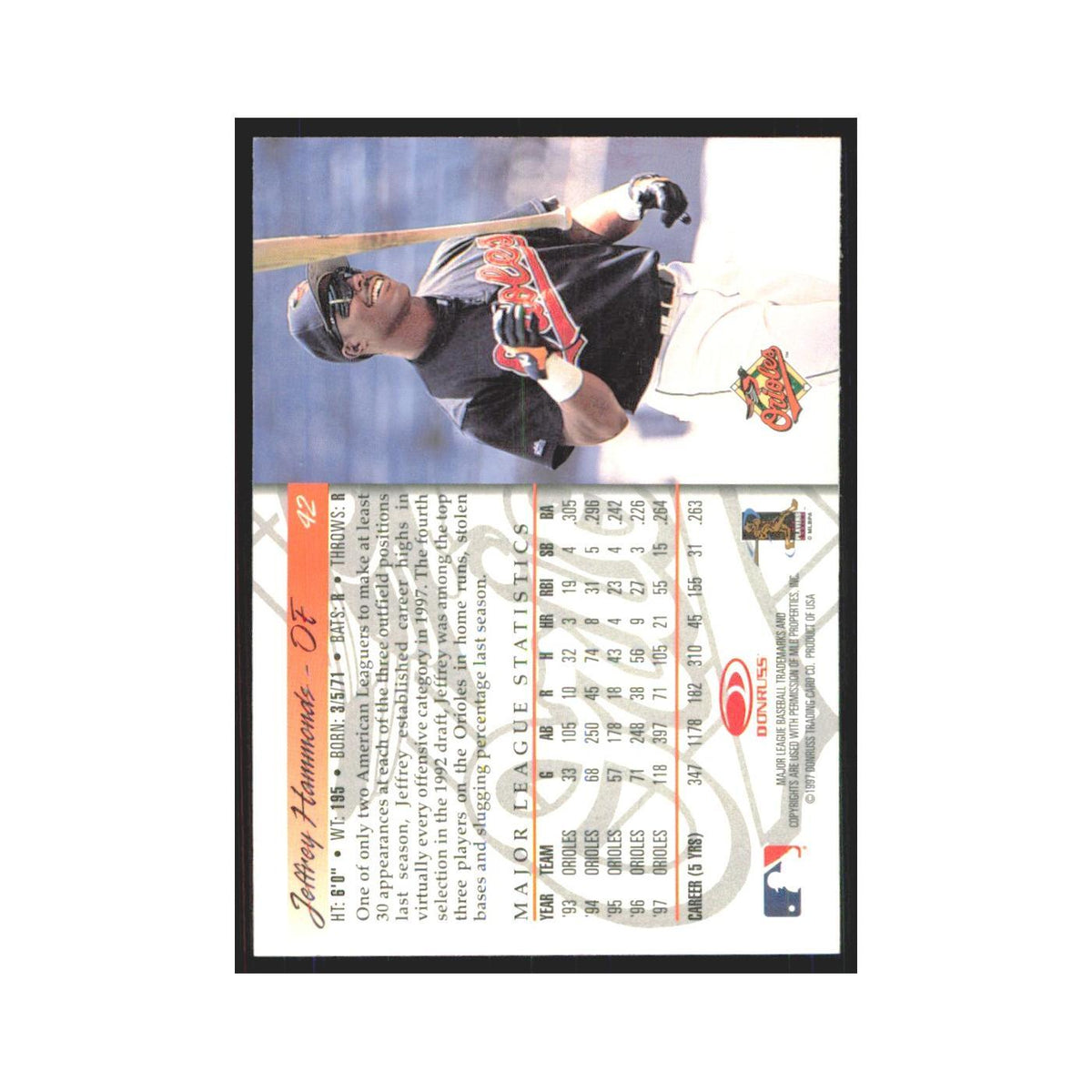 1998 Donruss Jeffrey Hammonds Orioles #42