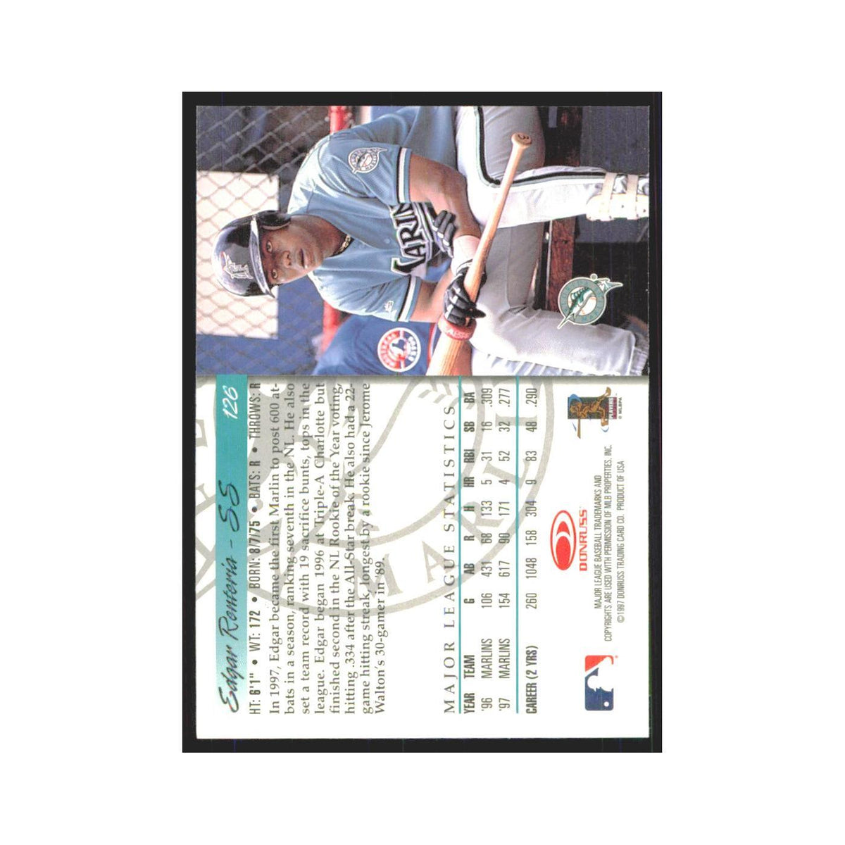 1998 Donruss Edgar Renteria Florida Marlins #126