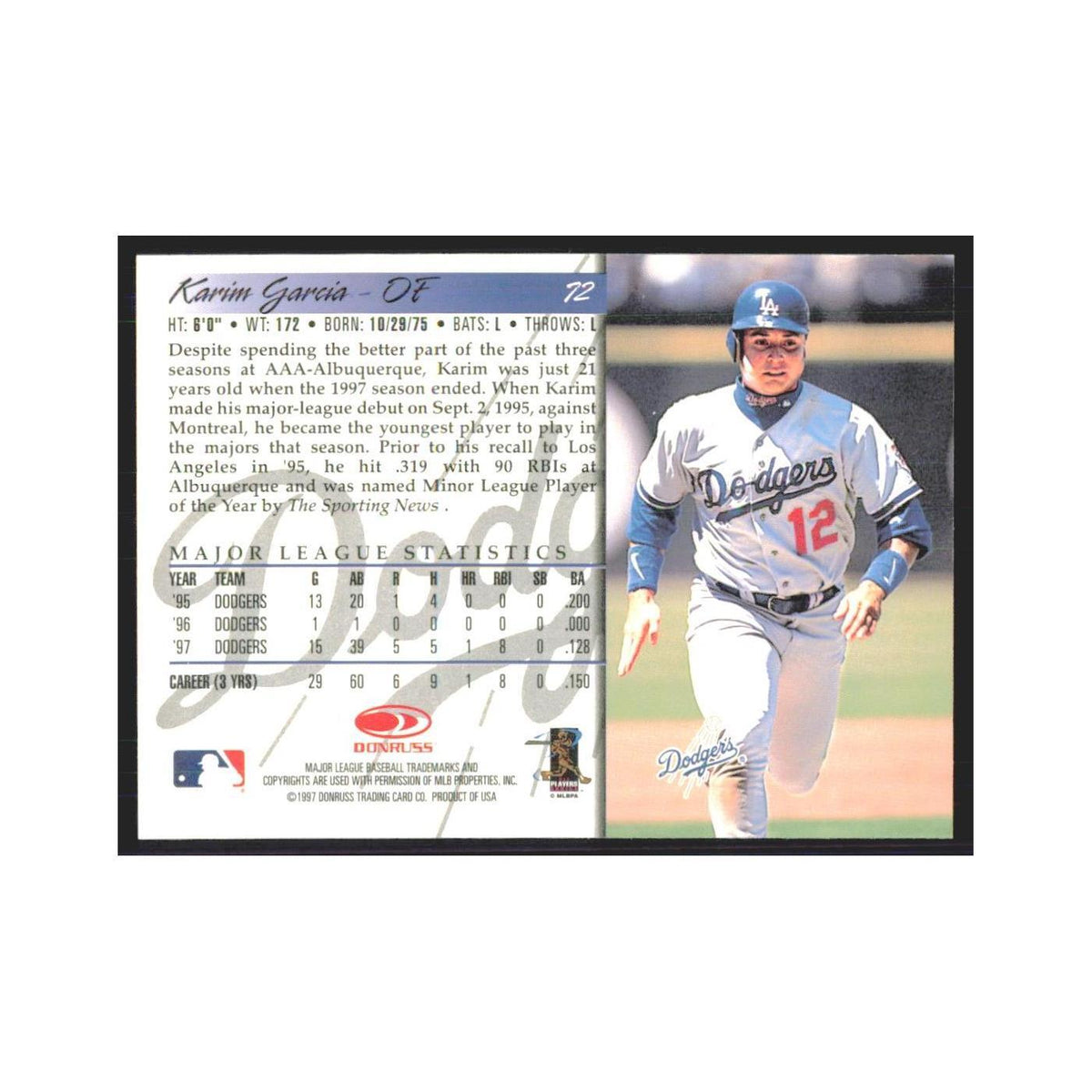1998 Donruss Karim Garcia Dodgers #12