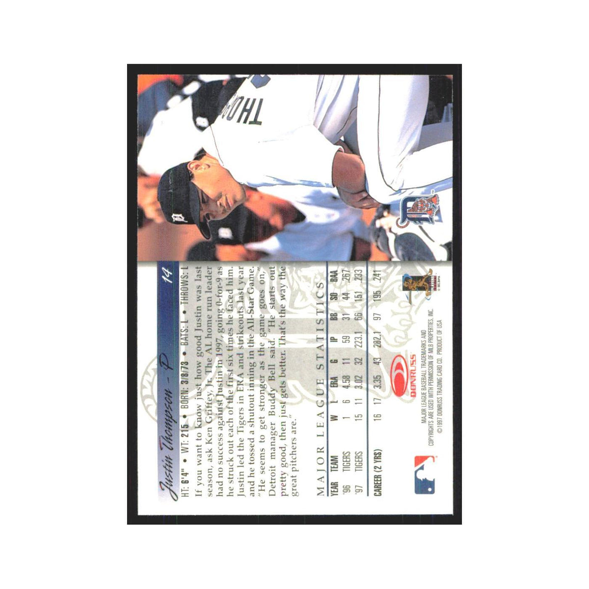 1998 Donruss Justin Thompson Tigers #14
