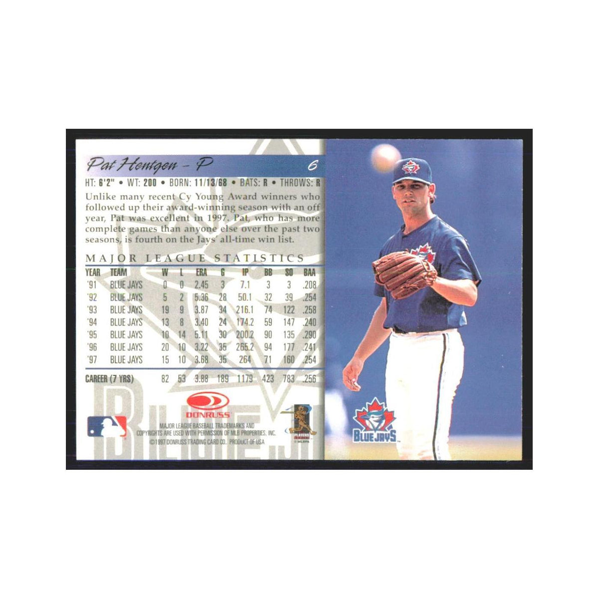 1998 Donruss Pat Hentgen Blue Jays #6