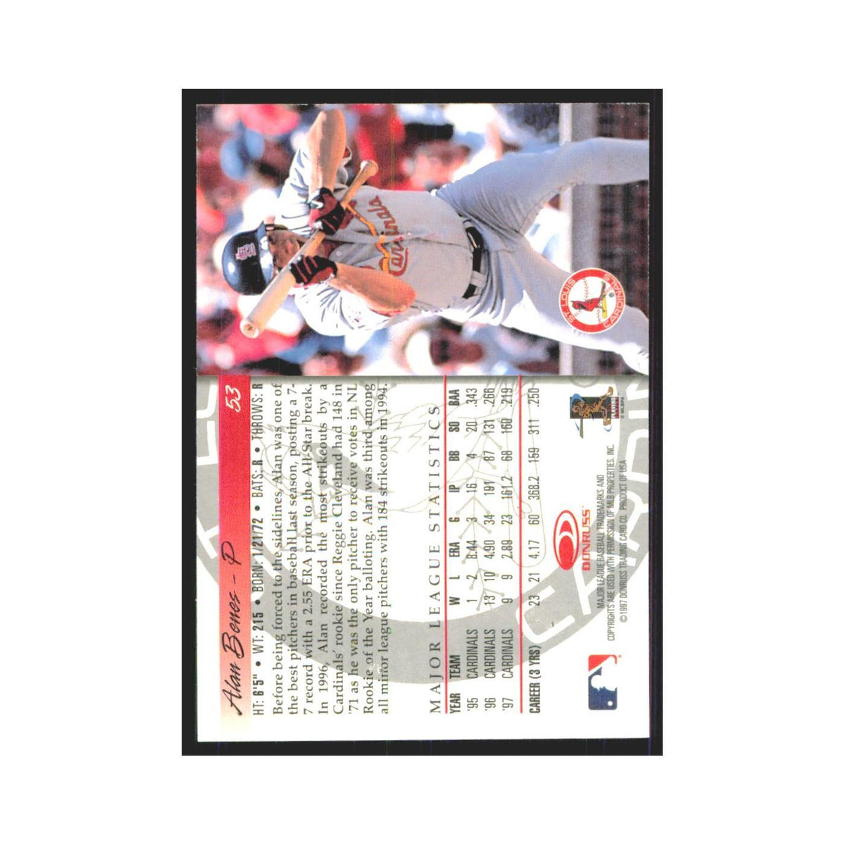 1998 Donruss Alan Benes Cardinals #53