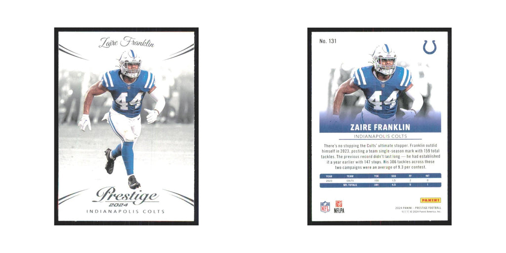 2024 Panini Prestige Zaire Franklin Colts #131