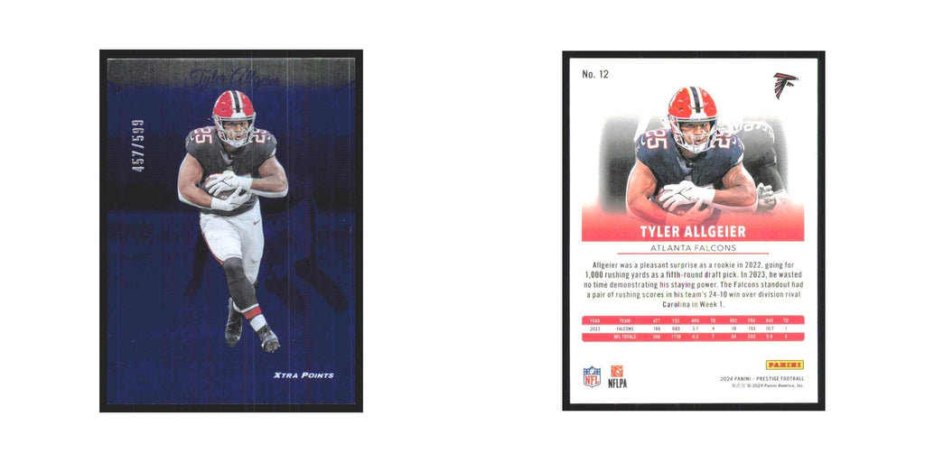 2024 Panini Prestige Tyler Allgeier 457/599 Atlanto Atlanta Falcons #12