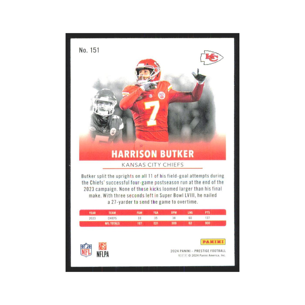 2024 Panini Prestige Harrison Butker Chiefs #151