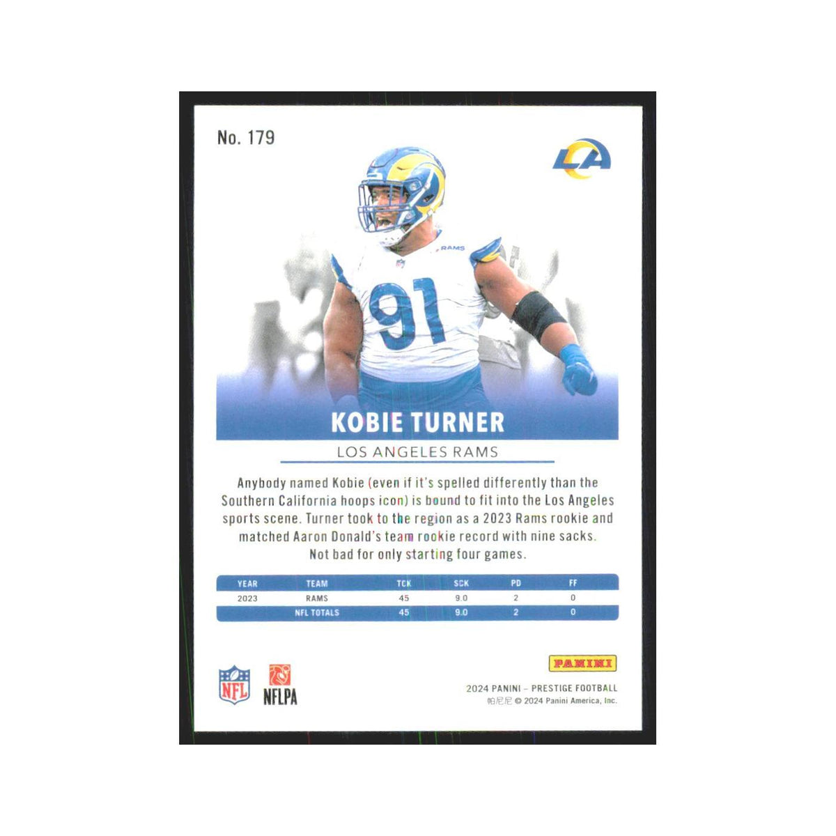 2024 Panini Prestige Kobie Turner 257/999 Rams #179