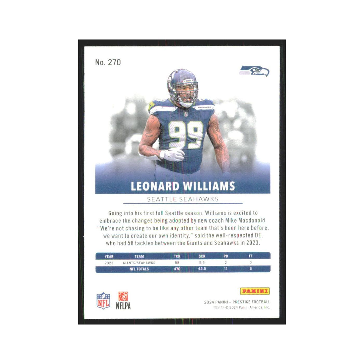 2024 Panini Prestige Leonard Williams Seahawks #270