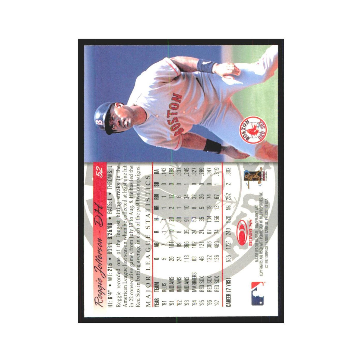 1998 Donruss Reggie Jefferson Red Sox #52