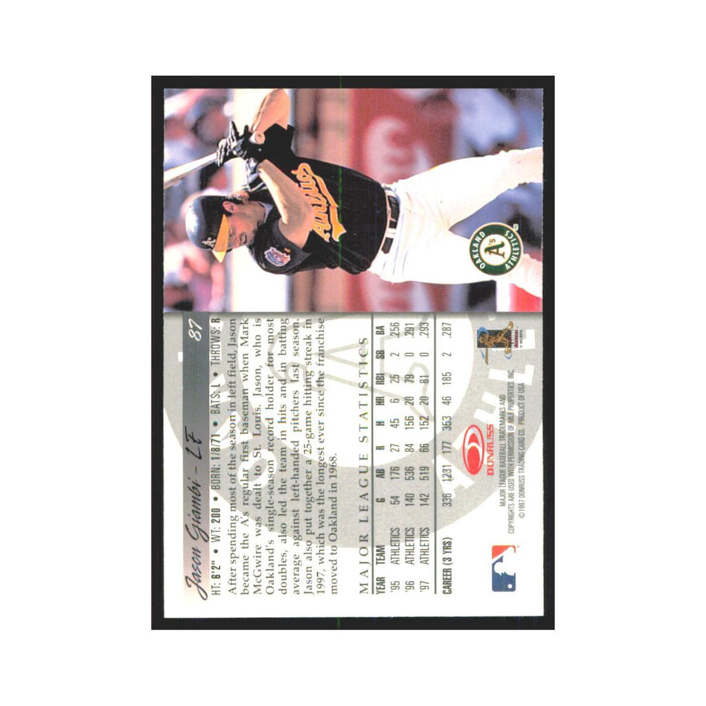 1998 Donruss Jason Giambi Athletics #87