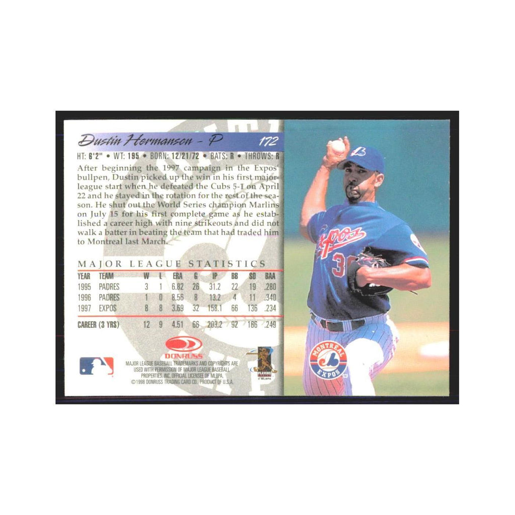 1998 Donruss Dustin Hermanson Montreal Expos #172
