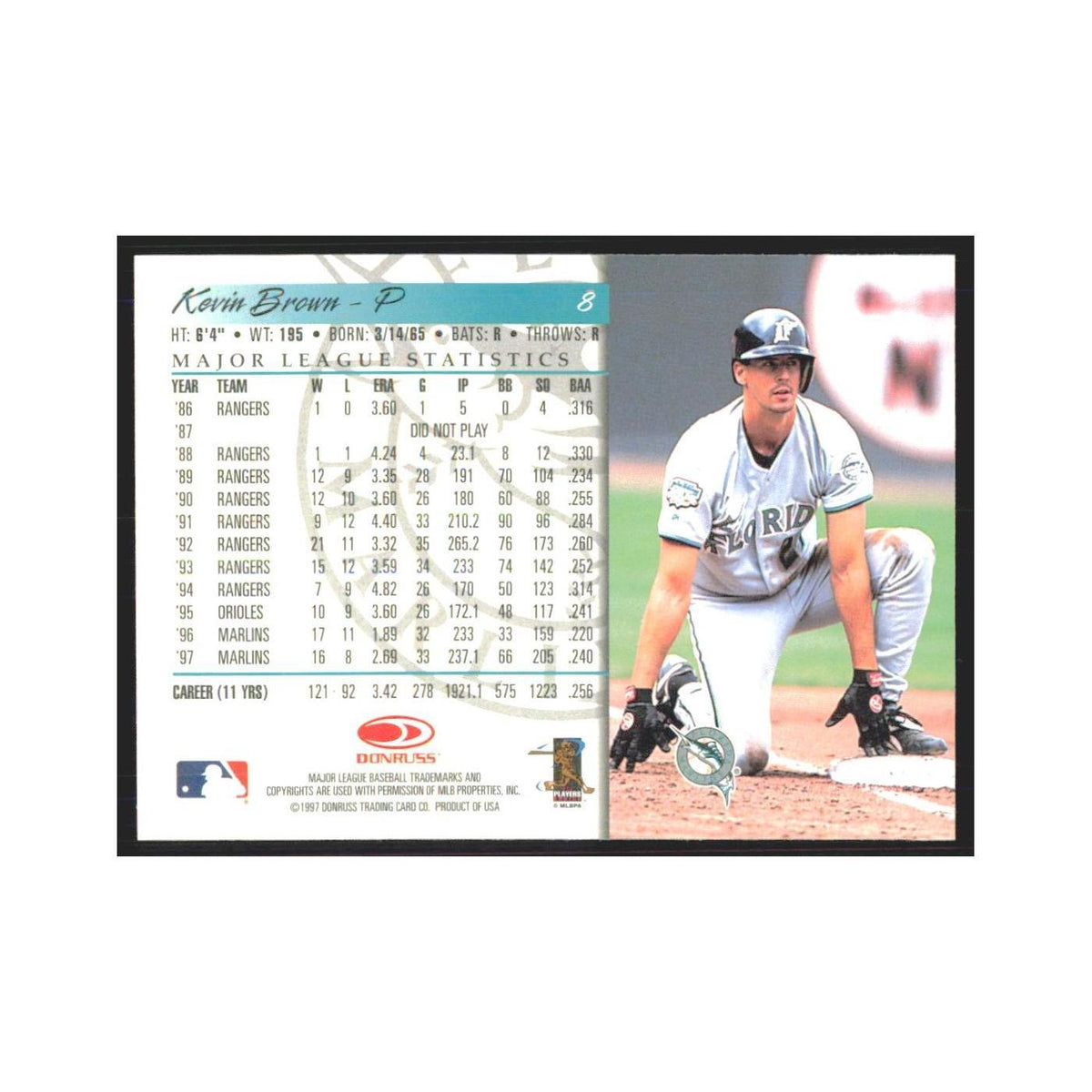 1998 Donruss Kevin Brown Florida Marlins #8