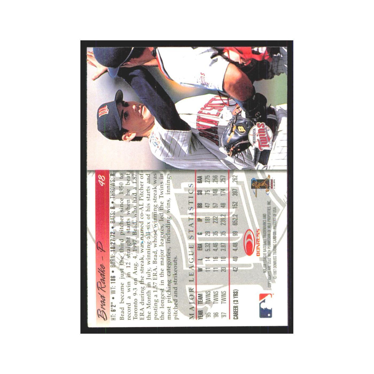 1998 Donruss Brad Radke Twins #48