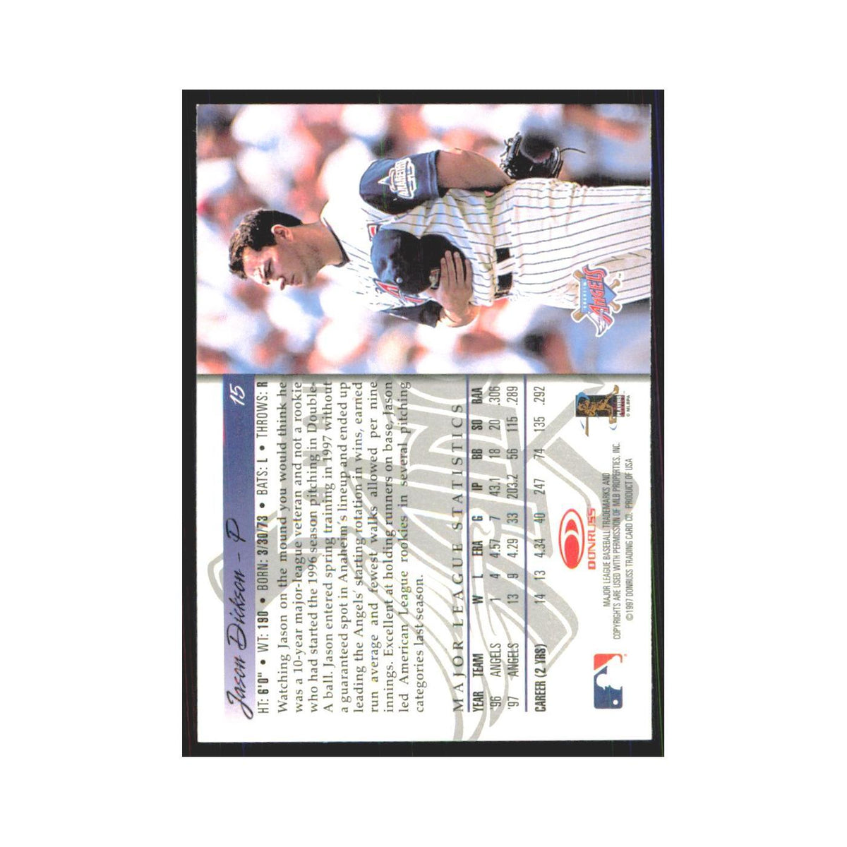 1998 Donruss Jason Dickson Angels #15
