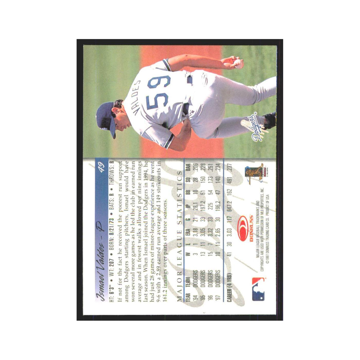 1998 Donruss Ismael Valdes Dodgers #49
