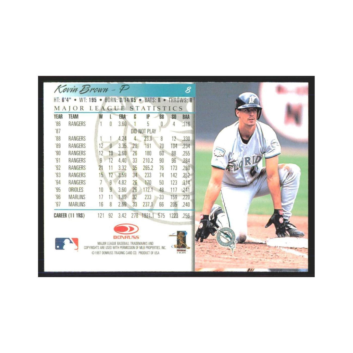 1998 Donruss Kevin Brown Florida Marlins #8