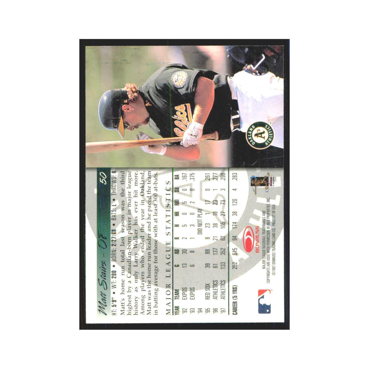 1998 Donruss Matt Stairs Athletics #50