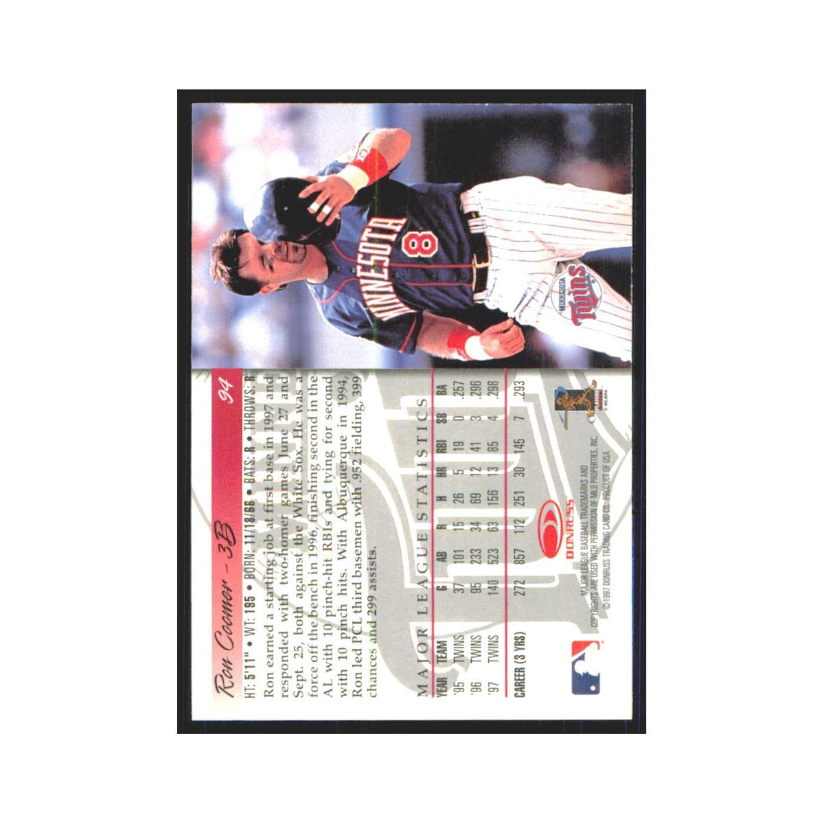 1998 Donruss Ron Coomer Twins #94