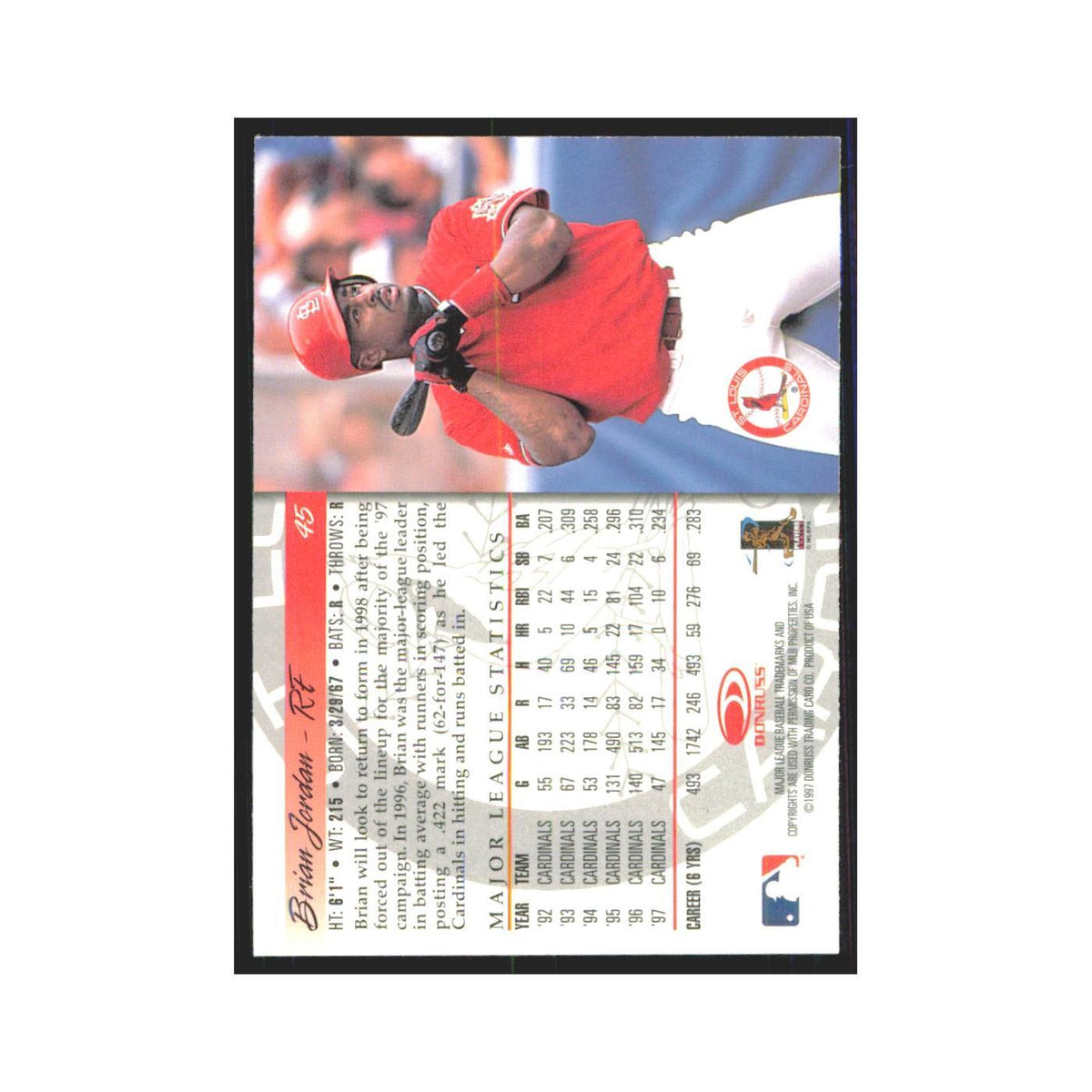 1998 Donruss Brian Jordan Cardinals #45