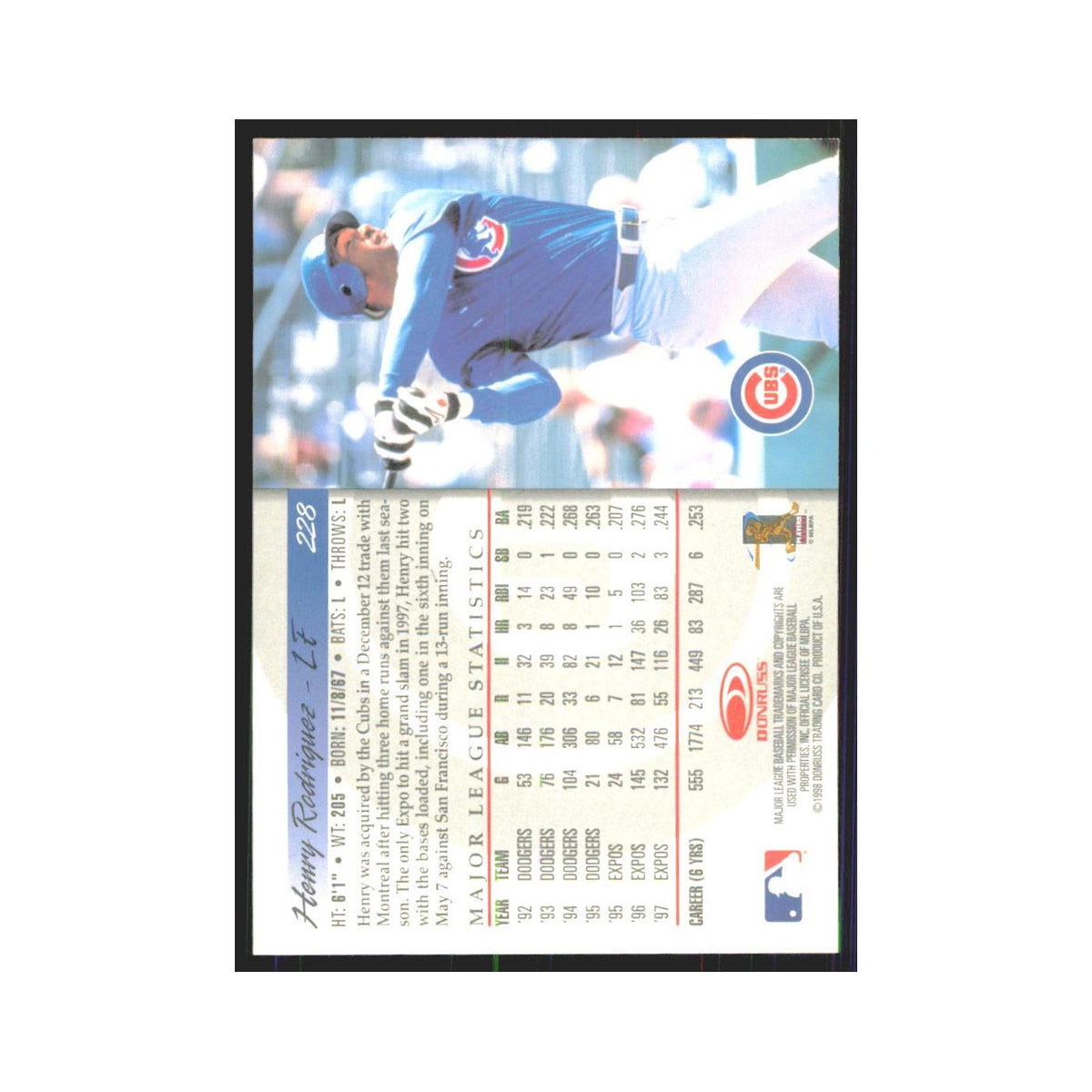 1998 Donruss Henry Rodriguez Cubs #228