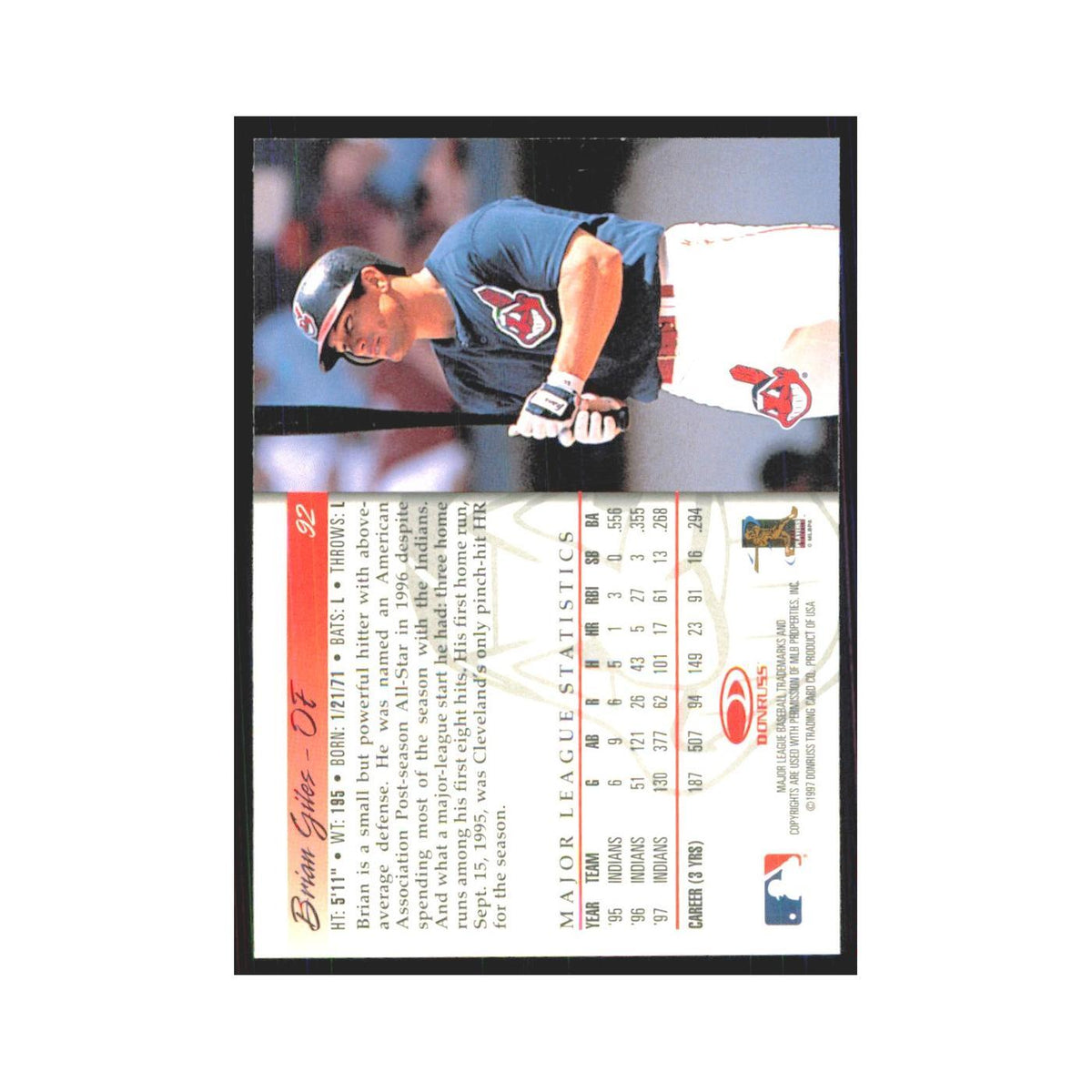 1998 Donruss Brian Giles Indians #92