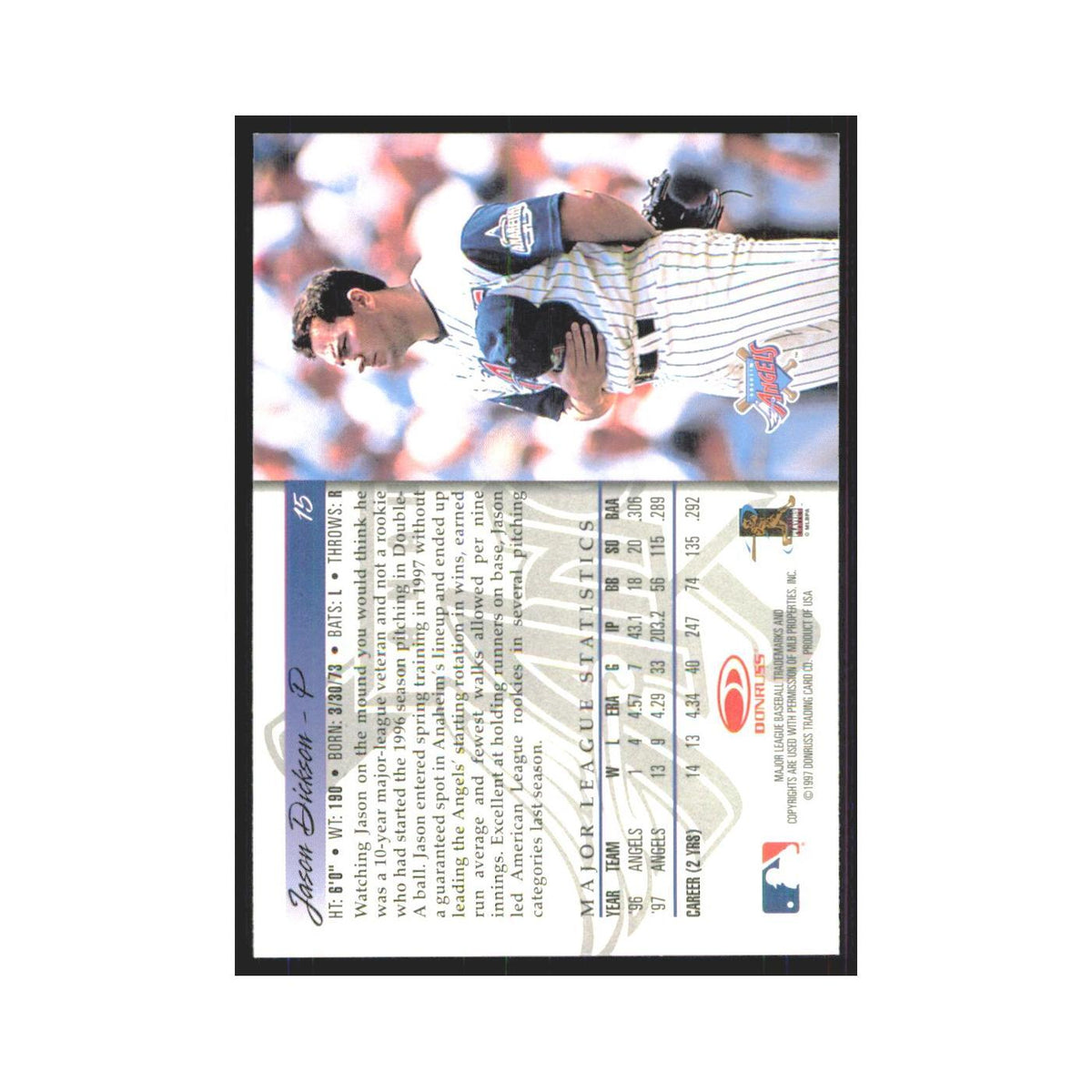 1998 Donruss Jason Dickson Angels #15