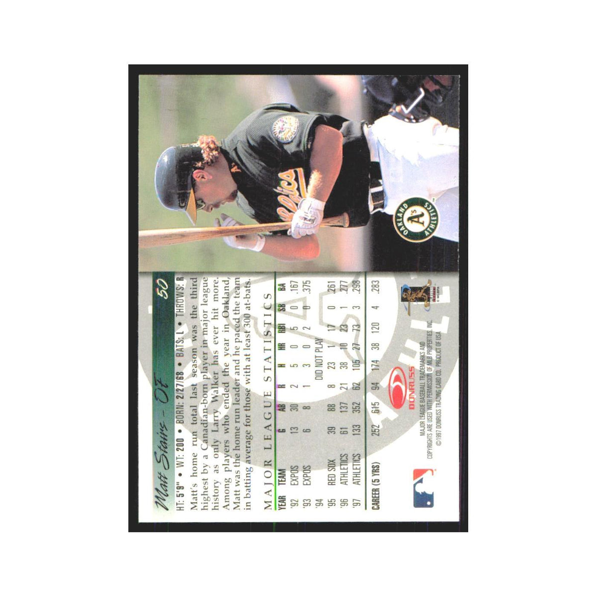 1998 Donruss Matt Stairs Athletics #50