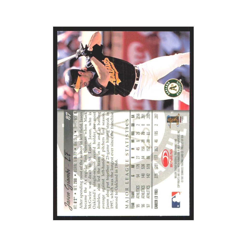 1998 Donruss Jason Giambi Athletics #87