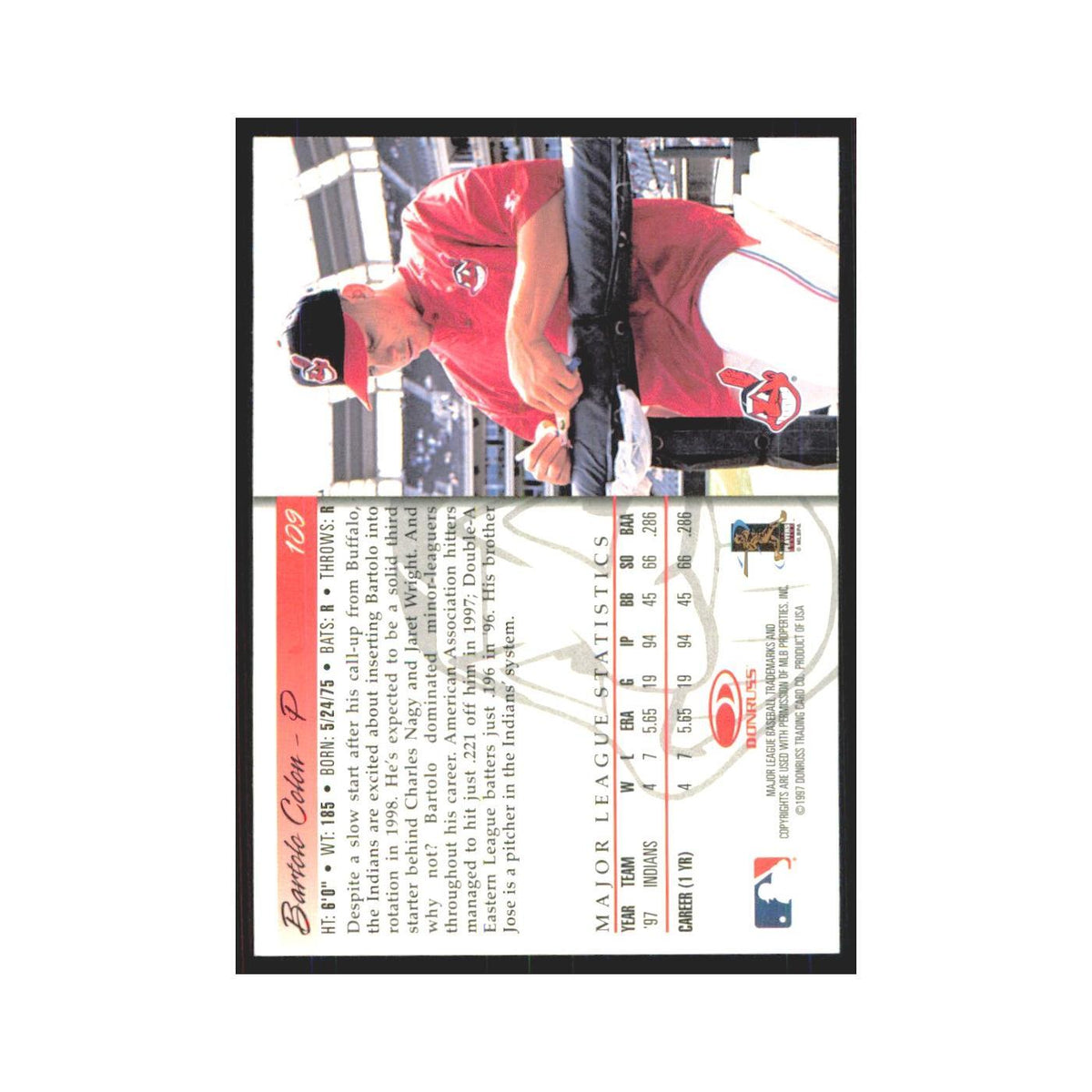 1998 Donruss Bartolo Colon Indians #109