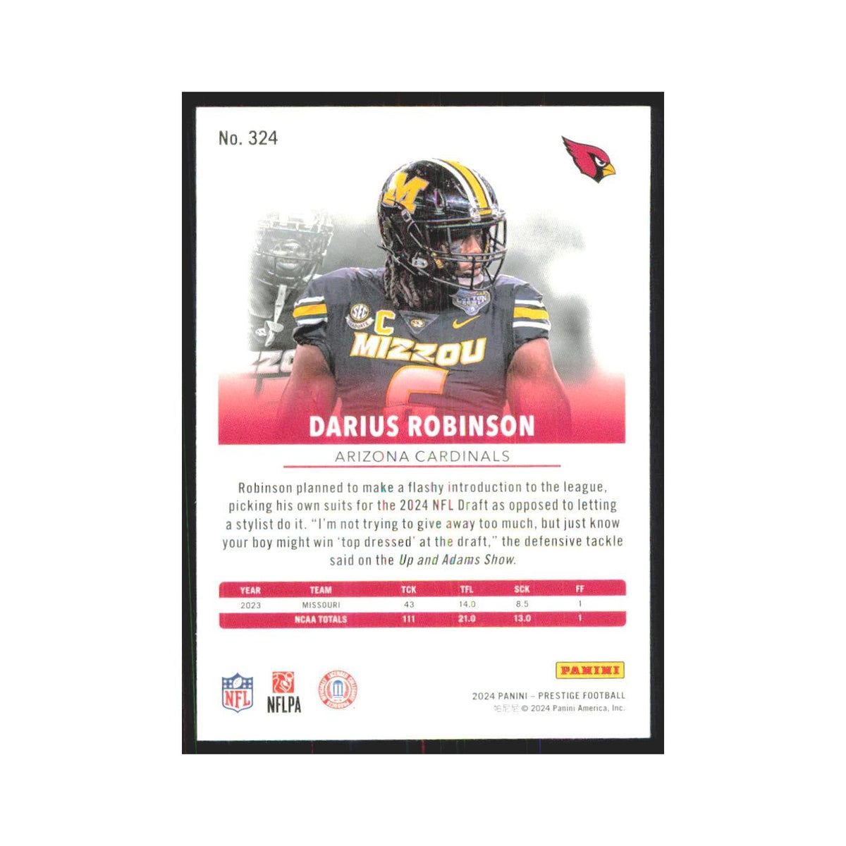 2024 Panini Prestige Darius Robinson RC Cardinals #324
