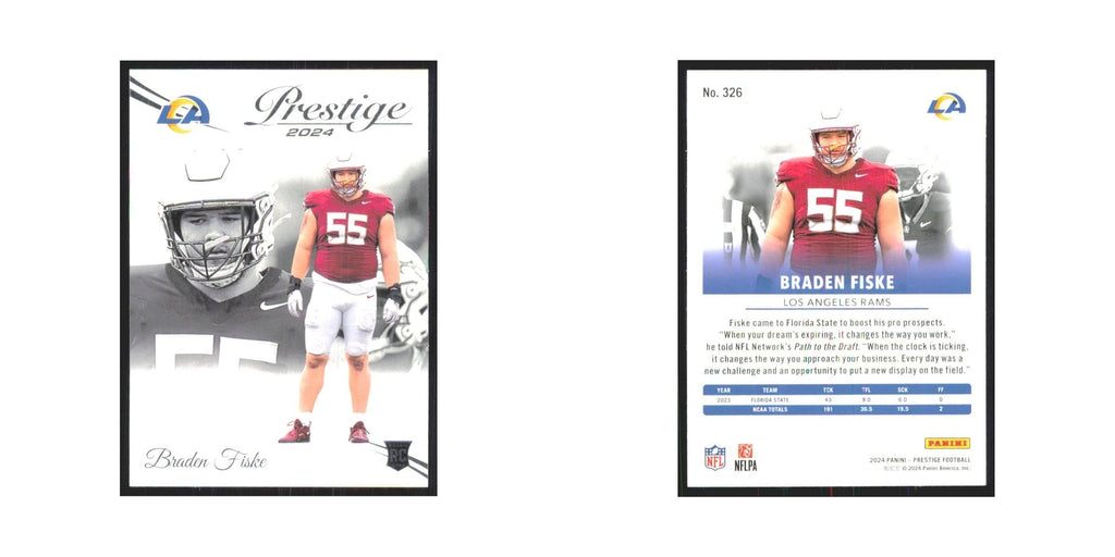 2024 Panini Prestige Braden Fiske Rams #326