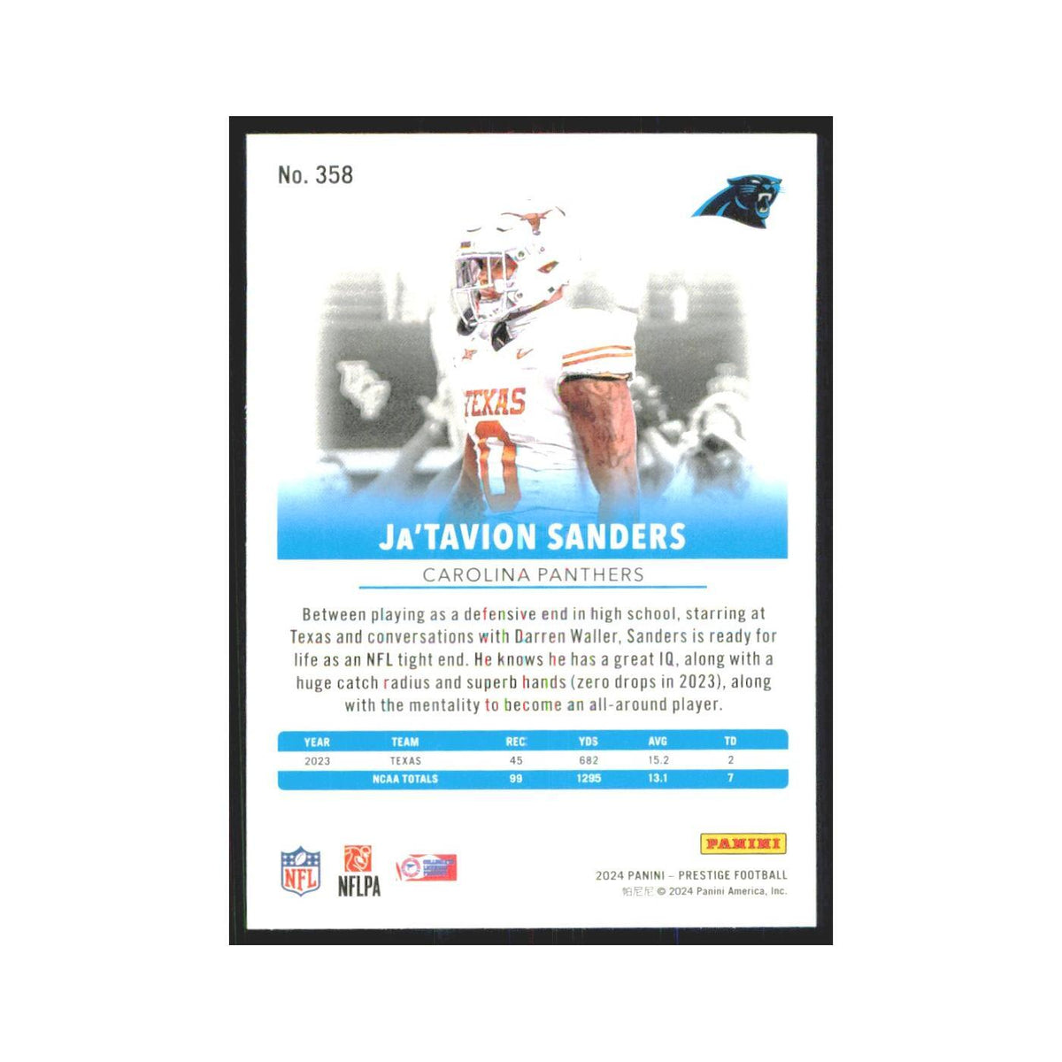 2024 Panini Prestige Ja'Tavion Sanders Panthers #358