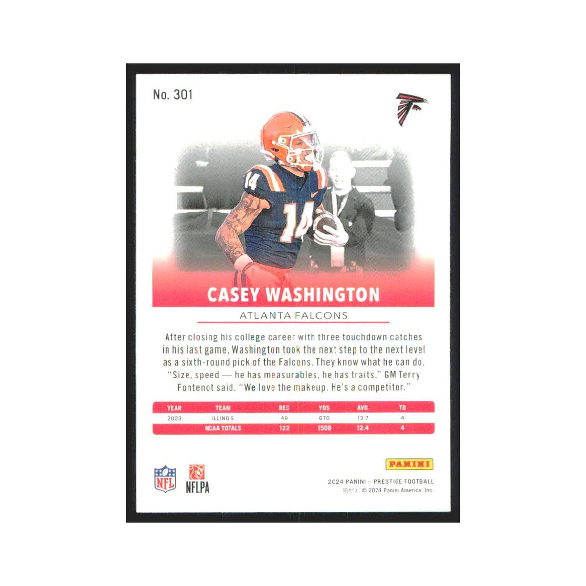 2024 Panini Prestige Casey Washington RC Falcons #301
