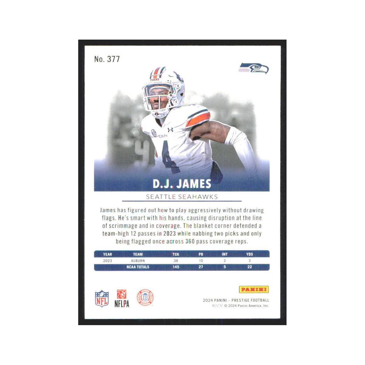 2024 Panini Prestige D.J. James RC Seahawks #377