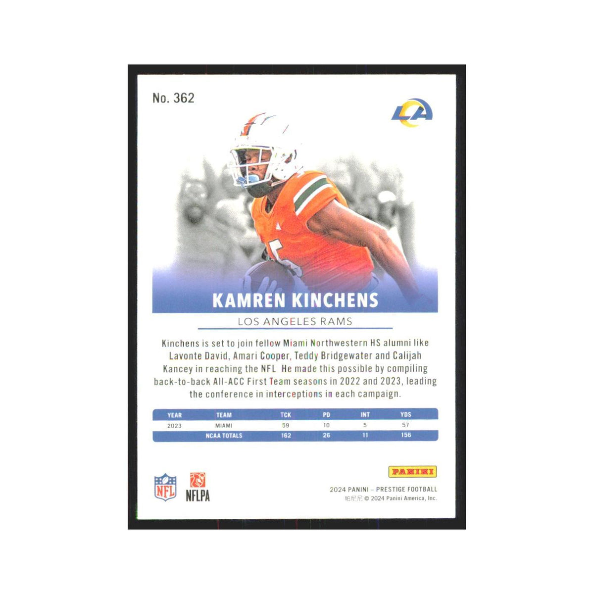 2024 Panini Prestige Kamren Kinchens Rams #362