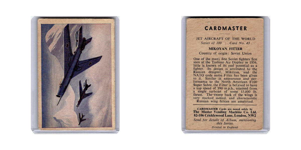 Mikoyan Fitter 1958 Cardmaster Jet Aircraft World #43 EX