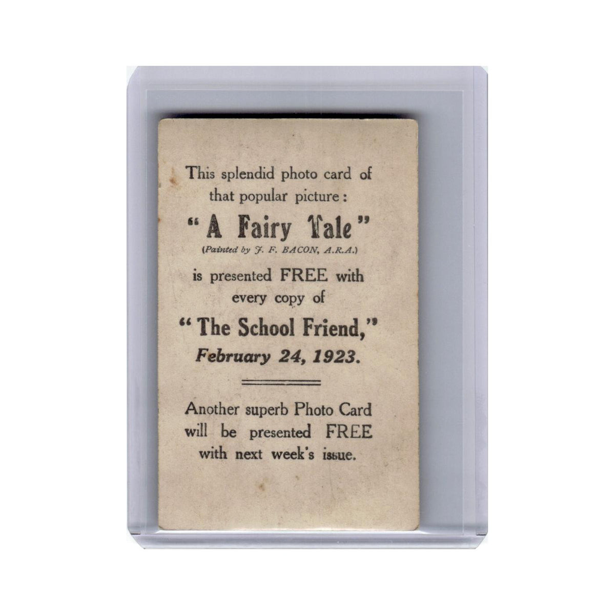 A Fairy Tale 1923 The School Friend Photo Card EX