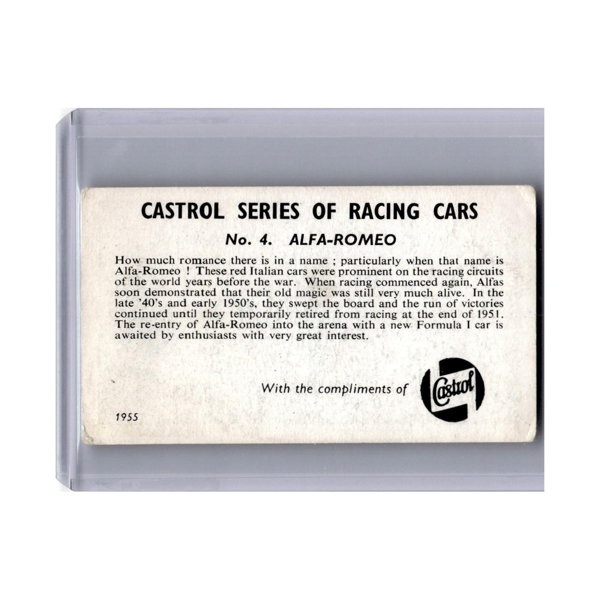 Alfa-Romeo 1955 Castrol Series Racing Cars #4 EX