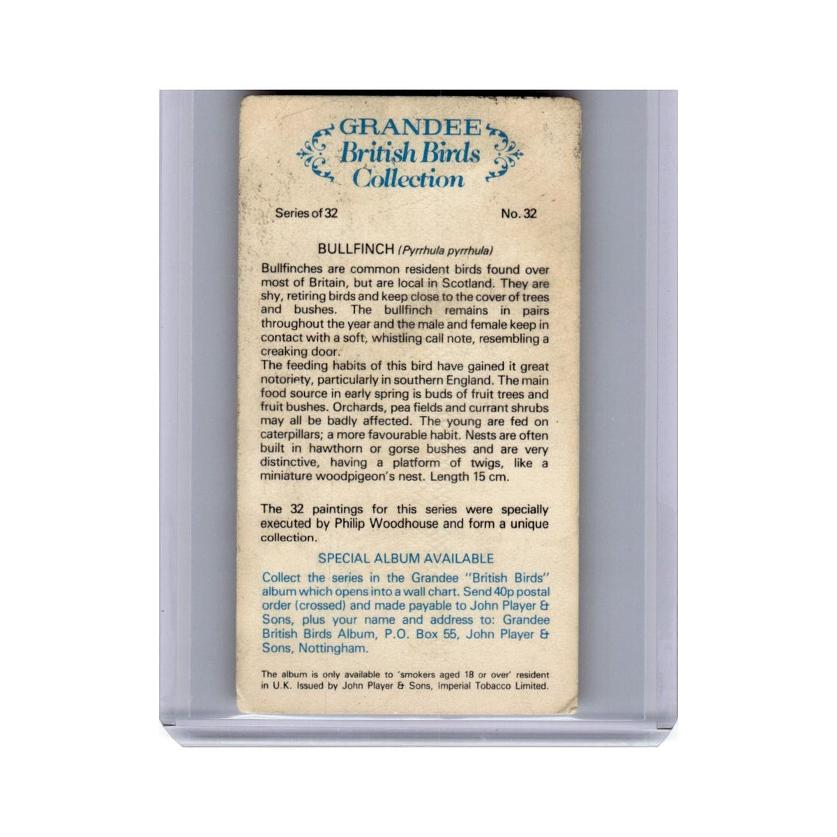 Bullfinch 1980 Grandee British Birds Collection #32 EX