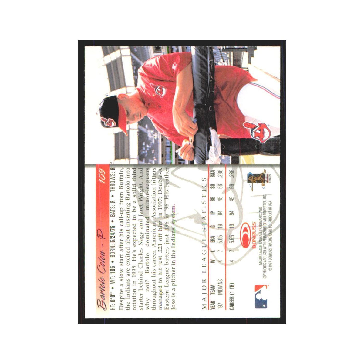 1998 Donruss Bartolo Colon Indians #109