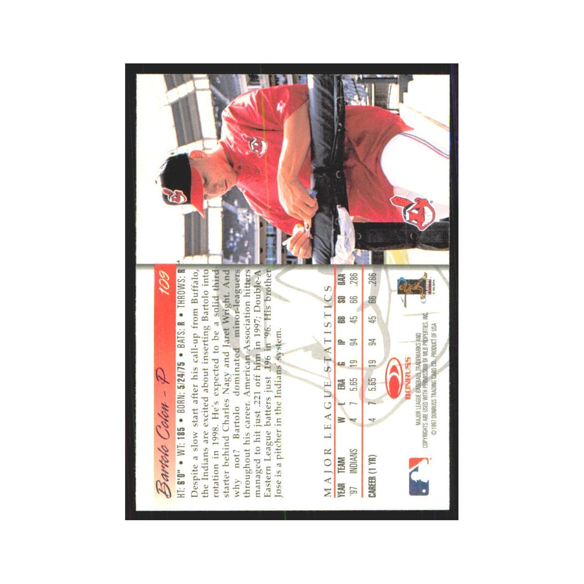 1998 Donruss Bartolo Colon Indians #109