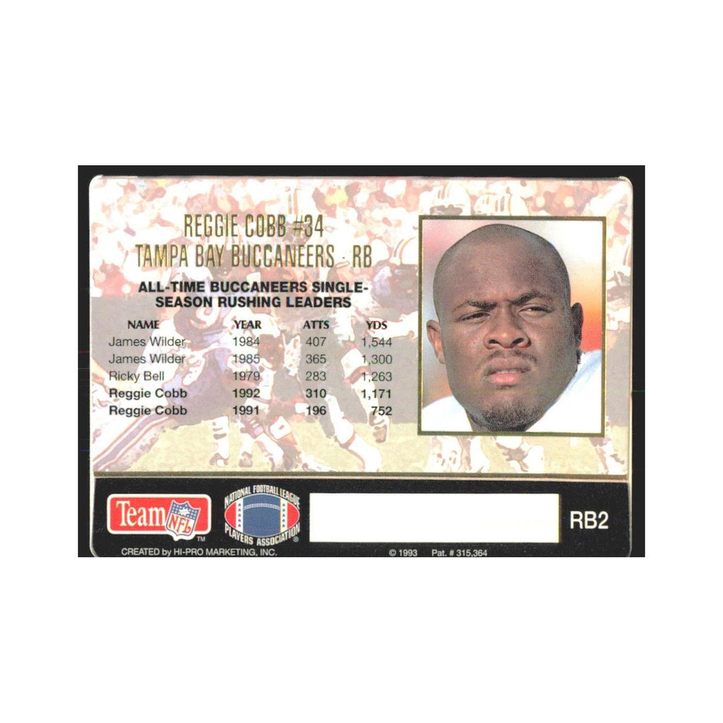 1993 Action Packed Reggie Cobb Buccaneers #RB2