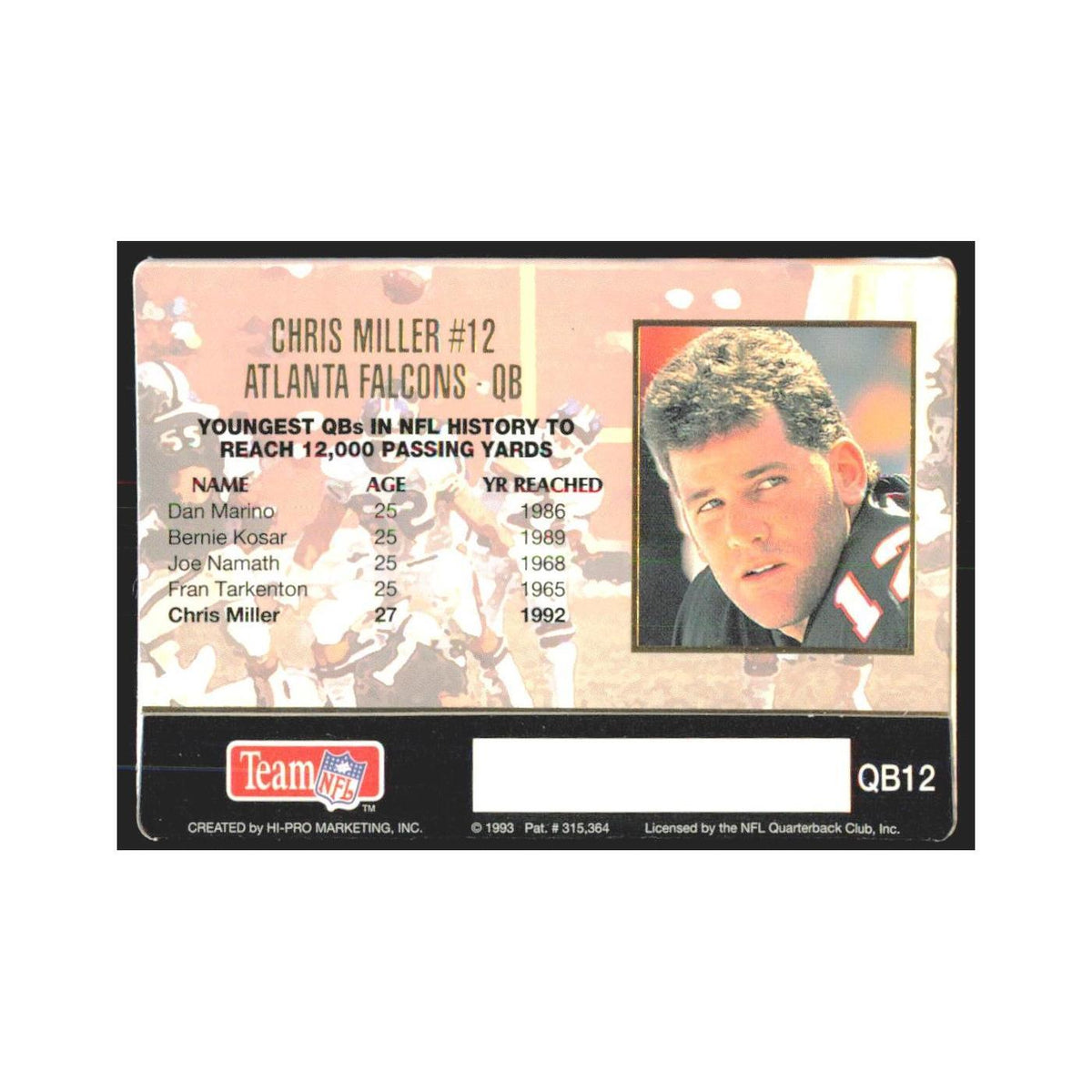 1993 Action Packed Chris Miller Falcons #QB12
