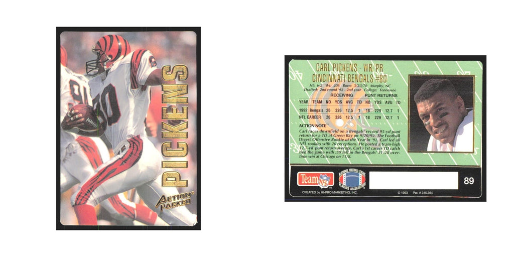 1993 Action Packed Carl Pickens Bengals #89