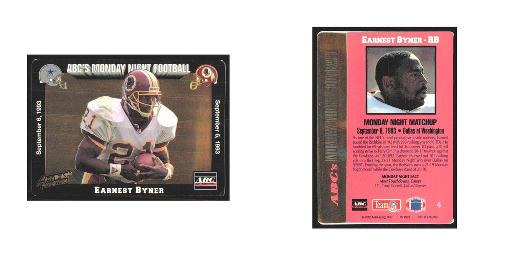 1993 Action Packed Earnest Byner Redskins #4